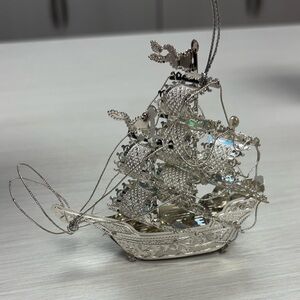 Silver Ship Ornament